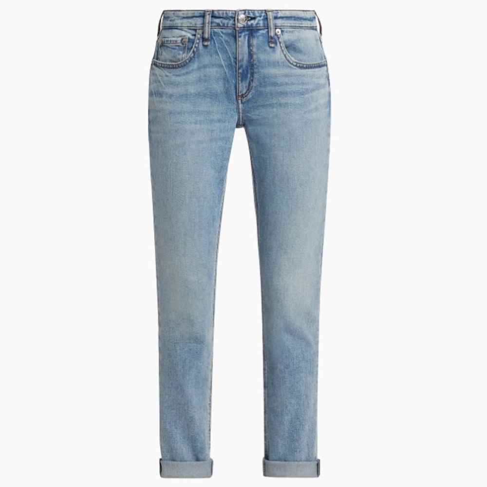 Rag & Bone Dre Low-Rise Slim Boyfriend Jeans in Light Blue Denim NWT